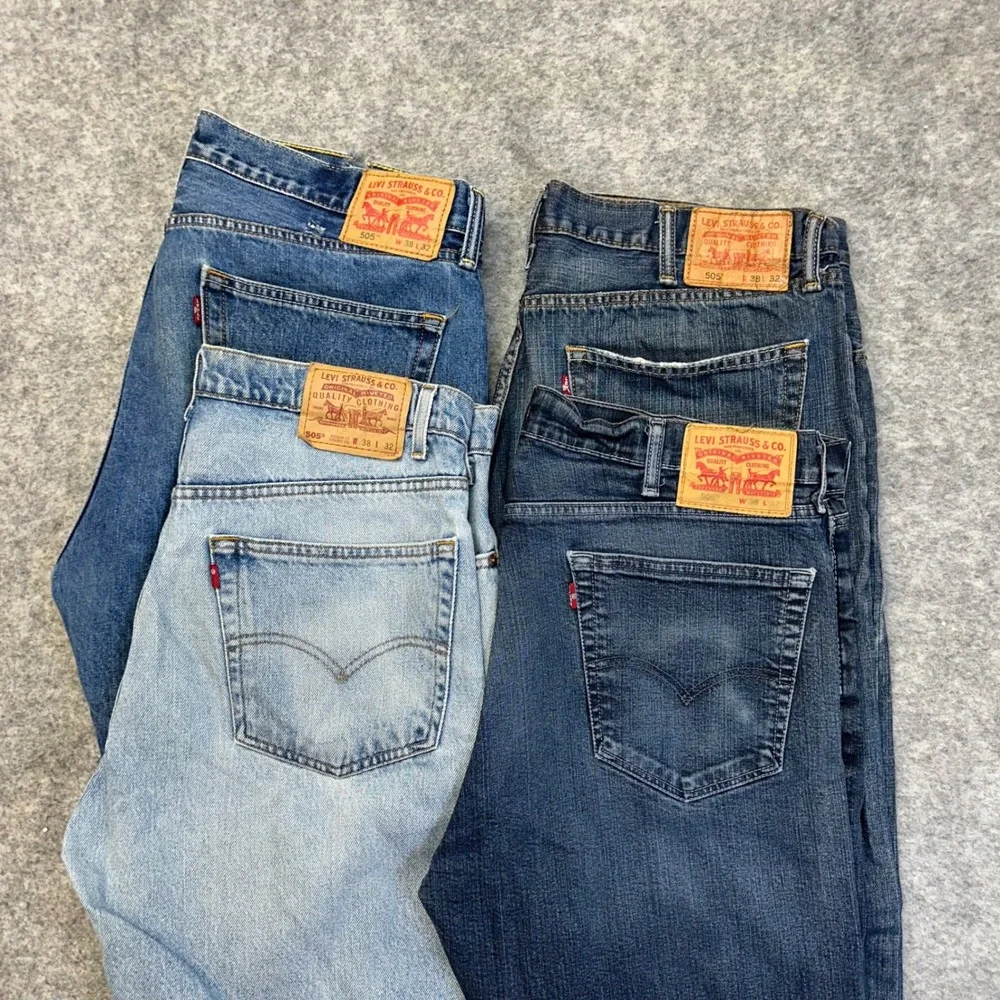 Lot of 4 Levis 505 Straight Jeans Men's 38x32 Blue Work Pants